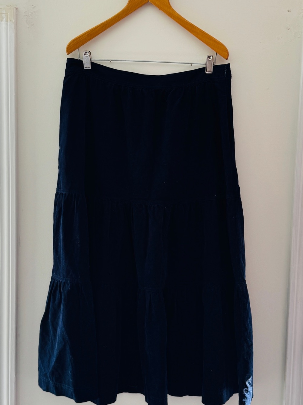 Boden Corduroy Navy Tiered A-Line Skirt